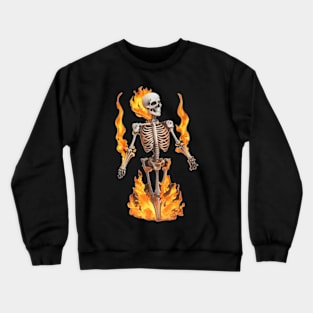 skeleton with fire Crewneck Sweatshirt